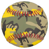 黄色と緑の迷彩自分の名前をパーソナライズ ソフトボール (正面)