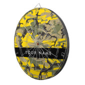 黄色と緑の迷彩自分の名前をパーソナライズ ダーツボード (正面右)