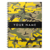 黄色と緑の迷彩自分の名前をパーソナライズ ノートブック (正面)