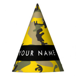 黄色と緑の迷彩自分の名前をパーソナライズ パーティーハット