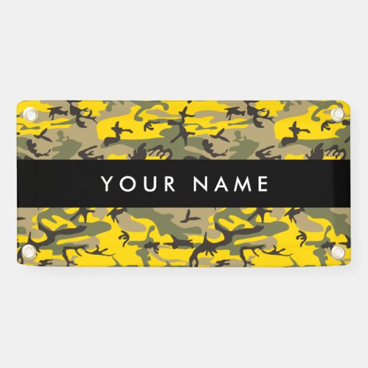 黄色と緑の迷彩自分の名前をパーソナライズ 横断幕 (横)