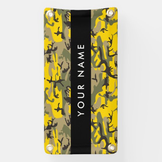 黄色と緑の迷彩自分の名前をパーソナライズ 横断幕 (縦)