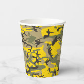 黄色と緑の迷彩自分の名前をパーソナライズ 紙コップ (裏面)