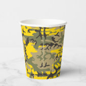黄色と緑の迷彩自分の名前をパーソナライズ 紙コップ (右)