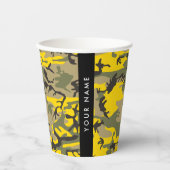 黄色と緑の迷彩自分の名前をパーソナライズ 紙コップ (正面)
