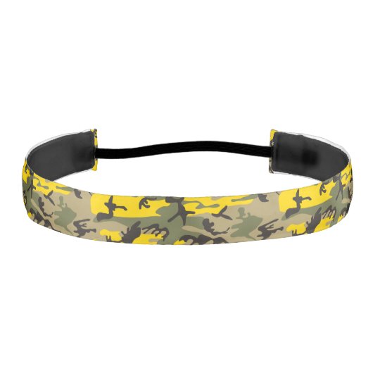 黄色と緑の迷彩、軍隊、陸軍 アスレチックヘッドバンド (正面)