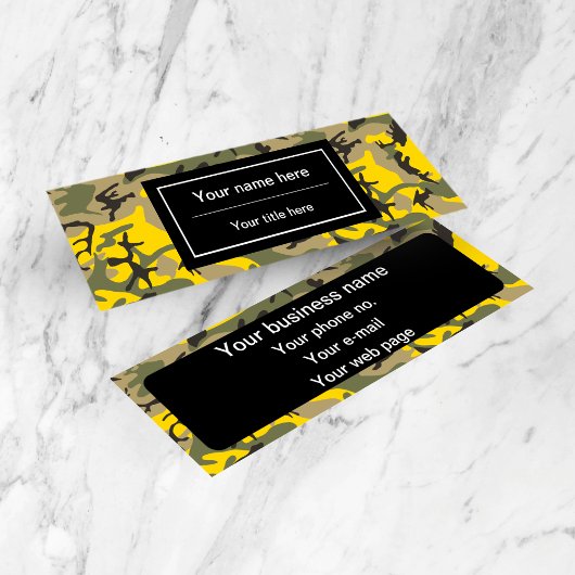 黄色と緑の迷彩、軍隊、陸軍 スキニー名刺