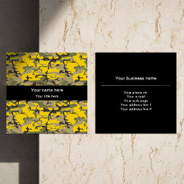 黄色と緑の迷彩、軍隊、陸軍 スクエア名刺