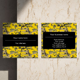 黄色と緑の迷彩、軍隊、陸軍 スクエア名刺