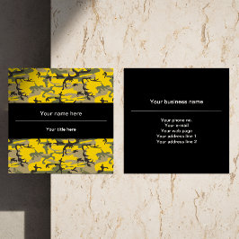 黄色と緑の迷彩、軍隊、陸軍 スクエア名刺