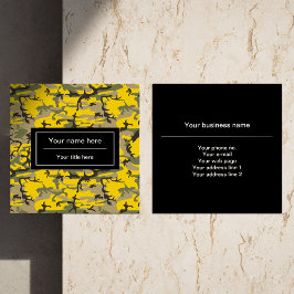 黄色と緑の迷彩、軍隊、陸軍 スクエア名刺