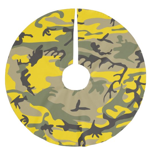 黄色と緑の迷彩、軍隊、陸軍 ブラッシュドポリエステルツリースカート (正面)