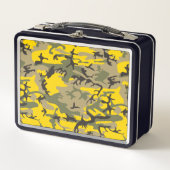 黄色と緑の迷彩、軍隊、陸軍 メタルランチボックス (正面)