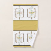 黄色と緑の部族デザインバスタオルセット バスタオルセット (ハンドタオル)