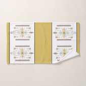 黄色と緑の部族デザインバスタオルセット バスタオルセット (ハンドタオル)