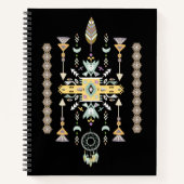 黄色と緑の部族デザイン ノートブック (正面)