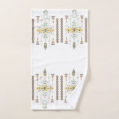 黄色と緑の部族デザイン バスタオルセット (ハンドタオル)