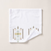 黄色と緑の部族デザイン バスタオルセット (ウォッシュタオル)