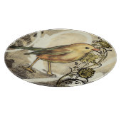 黄色と緑の鳥のヴィンテージ背景 カッティングボード (角)