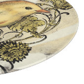 黄色と緑の鳥のヴィンテージ背景 カッティングボード (角)