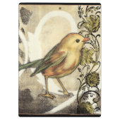 黄色と緑の鳥のヴィンテージ背景 クリップボード (裏面)