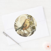 黄色と緑の鳥のヴィンテージ背景 ラウンドシール (封筒)
