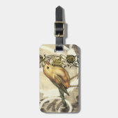 黄色と緑の鳥のヴィンテージ背景 ラゲッジタグ (正面縦)