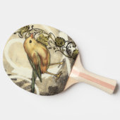 黄色と緑の鳥のヴィンテージ背景 卓球ラケット (横)
