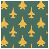 黄色と緑のF-16およびF-22戦闘機ジェットパターン ファブリック (クローズアップ)