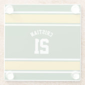 黄色と緑をテーマにしたサッカージャージー ガラスコースター (裏面)