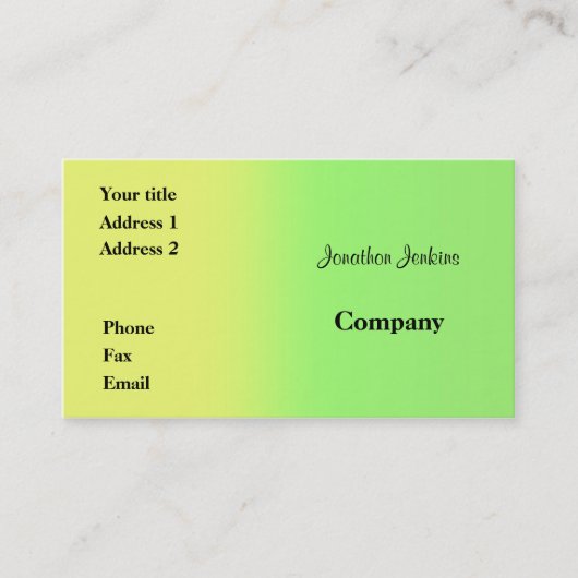 黄色と緑 名刺 (正面)