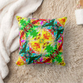 黄色と緑、赤い抽象芸術夢の対角thr クッション (ブランケット)