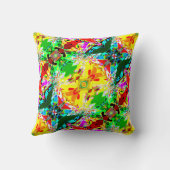 黄色と緑、赤い抽象芸術夢の対角thr クッション (裏面)