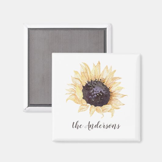 黄色と茶色のひまわりパーソナライズされた磁石 マグネット (正面/裏面)