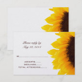 黄色と茶色のひまわり結婚式出欠確認カード 出欠カード (正面/裏面)
