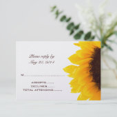黄色と茶色のひまわり結婚式出欠確認カード 出欠カード (スタンド正面)