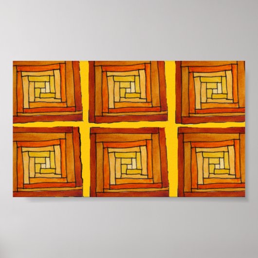 黄色と茶色のアールデコスタイル ポスター (正面)