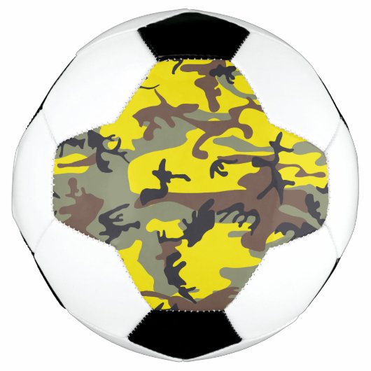黄色と茶色のカモフラージュ ミリタリー 軍 サッカーボール (正面)
