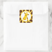 黄色と茶色のキリンの斑点とキリンの頭 スクエアシール (バッグ)