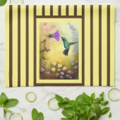 黄色と茶色のハミングバーズキッチンタオル キッチンタオル (折り畳み)