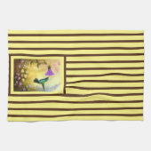 黄色と茶色のハミングバーズキッチンタオル キッチンタオル (横)