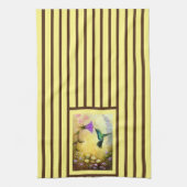 黄色と茶色のハミングバーズキッチンタオル キッチンタオル (縦)