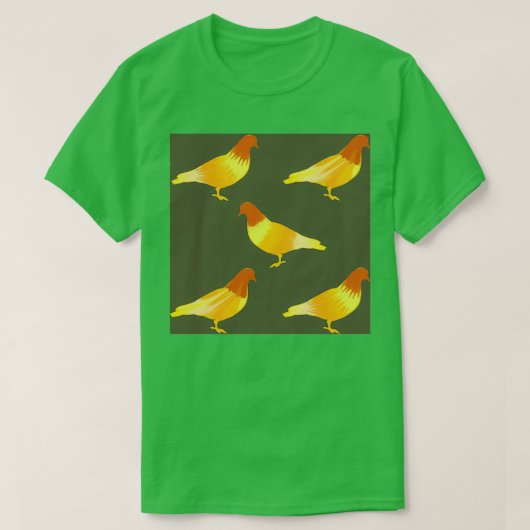 黄色と茶色のパワーピジョンパターン Tシャツ (デザイン正面)