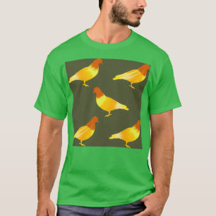 黄色と茶色のパワーピジョンパターン Tシャツ