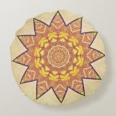 黄色と茶色のボヘミアン星 ラウンドクッション (裏面)