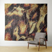 黄色と茶色の染みを持つ爬虫類の革？ タペストリー (インサイチュ(横))