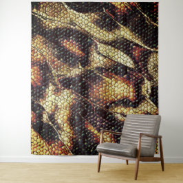 黄色と茶色の染みを持つ爬虫類の革？ タペストリー