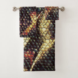 黄色と茶色の染みを持つ爬虫類の革？ バスタオルセット