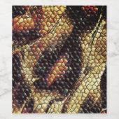 黄色と茶色の染みを持つ爬虫類の革？ ワインラベル (シングルラベル)