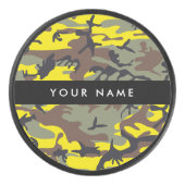 黄色と茶色の迷彩自分の名前をパーソナライズ アイスホッケーパック (正面)